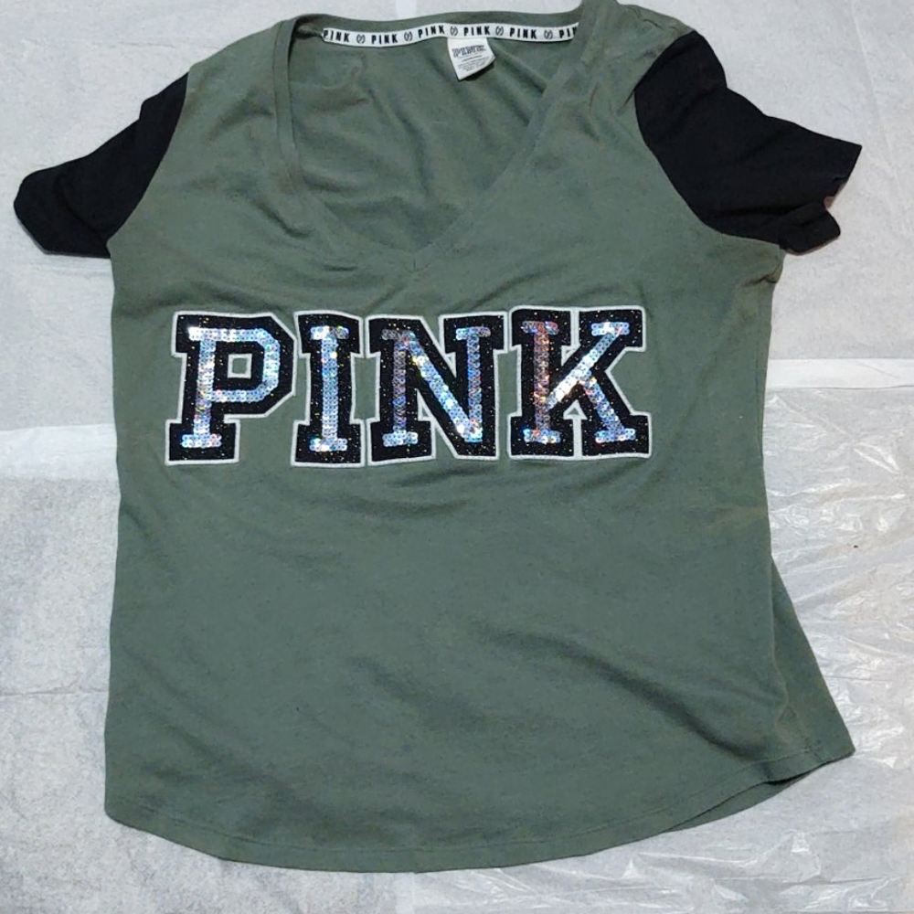 Pink Victoria secret sparking t-shirt.